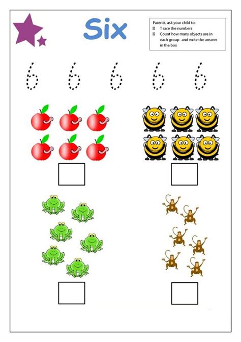Learning Numbers 6 Worksheets