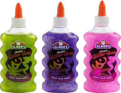 Elmers Washable Glitter Glue 6 Oz Bottles 3 Pack Greenpinkpurple
