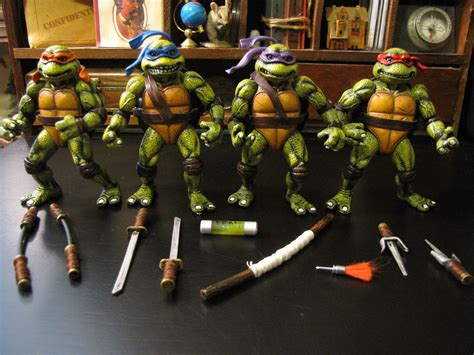 1990 Tmnt Custom Set 15 W Ooze Canister Ninja Turtles Movie Teenage