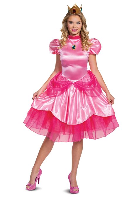 Her kingdom is often attacked by the koopa troop, a group led by bowser. Super Mario Deluxe Princess Peach Women's Costume
