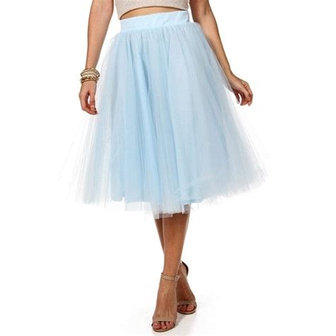 Light Blue Tulle Midi Skirt 35 Liked On Polyvore Featuring Skirts
