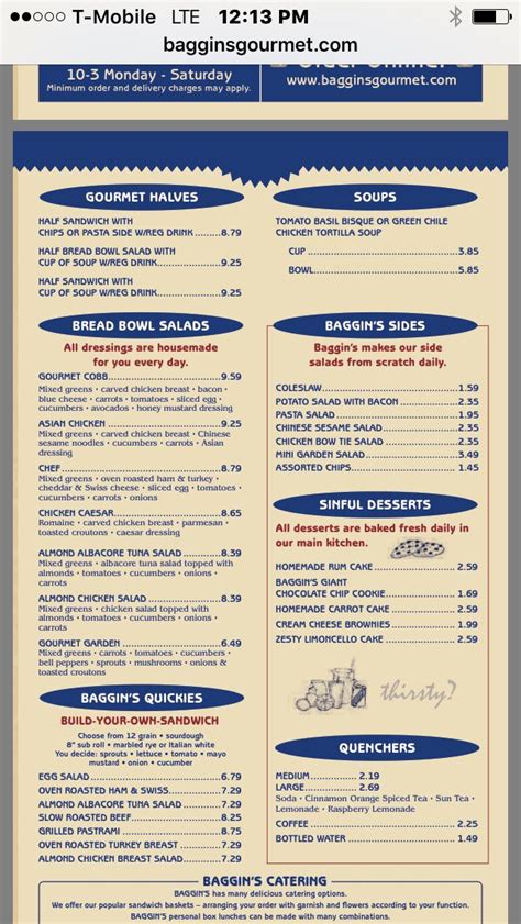 Baggins Menu For Gluten Free They Will Make Any Of Their Sandwiches