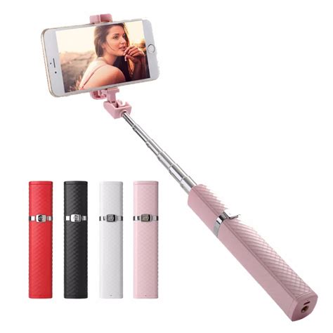 Extendable Wiredbluetooth Selfie Stick Lipstick Nude Design Monopod Stick For Iphone 7 6 Plus 5