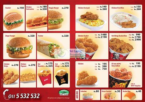 Prices shown in images & the following table should be seen as estimates, and you should always check with your restaurant before ordering. kfc menu price list