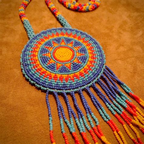 Vintage Beaded Sunburst Medallion (Prairie Blaze) | Native american