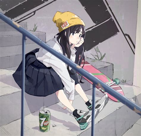Anime Skater Girl Background