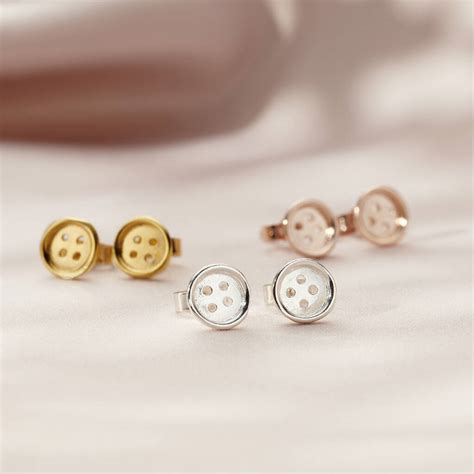Button Stud Earrings By Posh Totty Designs