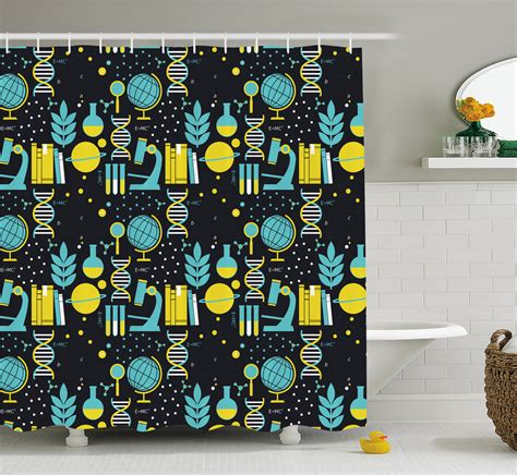 Education Shower Curtain Science Class Themed Biology Chemistry And Physics Protons Neutrons