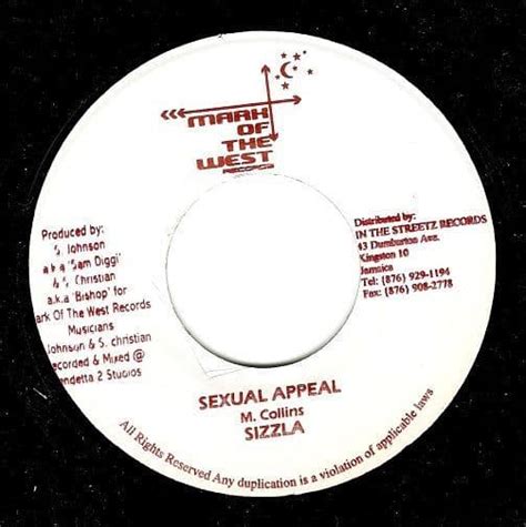 Sizzla Sexual Appeal Vinyl Record 7 Inch Jamaican Mark Of The West 2003
