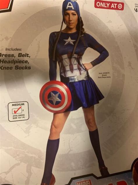 Marvel Civil War Captain America Womans Adult Costume M 10 14 Nwt Ebay