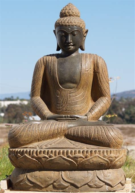 Sold Stone Meditating Buddha 42 77ls61 Hindu Gods And Buddha Statues
