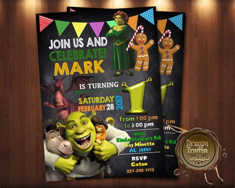 Shrek Shrek Party Shrek Birthday Invitation Shrek Etsy