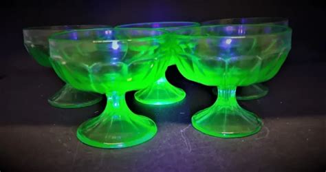 VINTAGE HAZEL ATLAS Ovide Green Uranium Depression Glass Sherbet Cup