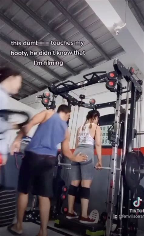 Creepy Pt Grabs Womans Bum As She Lifts Weights Not Realising Her
