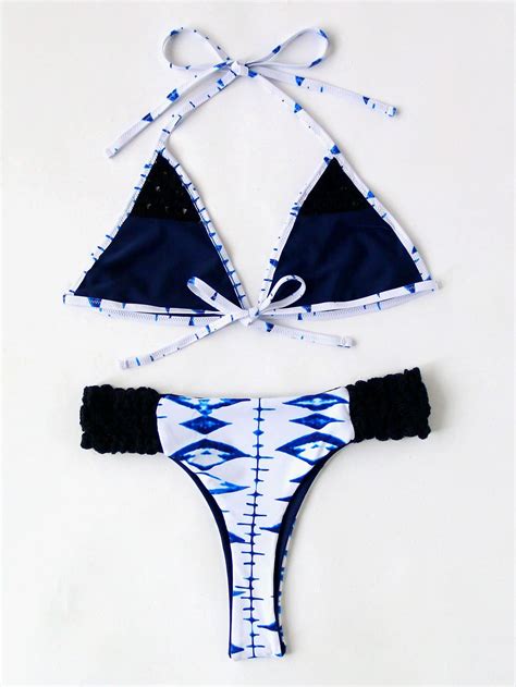 Woven Strap Triangle Bikini Set Sheinsheinside