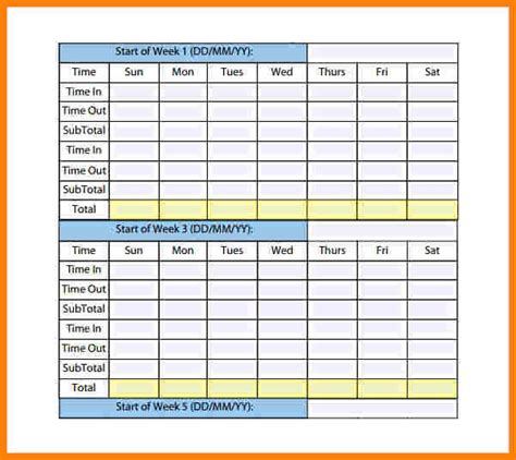 Monthly Timesheet Template Excel Timesheet Template Time Card