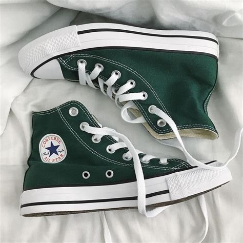 Dark Green Converse Aesthetic Shoes Swag Shoes Sneakers Fashion