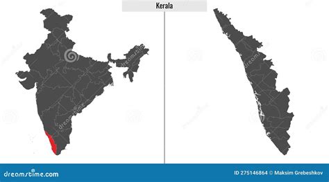 Map Of Kerala State Of India Stock Vector Illustration Of Overview