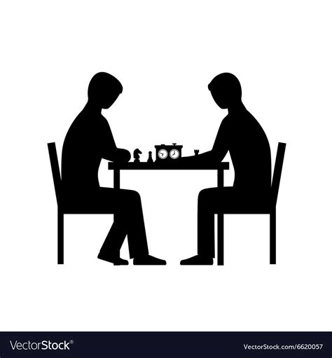 People Playing Chess Silhouettes Royalty Free Vector Image