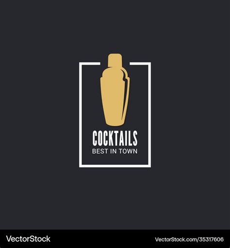 Cocktails Shaker Logo On Black Object Background Vector Image