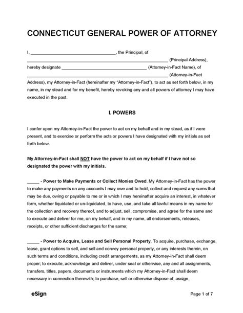 Free Connecticut General Power Of Attorney Form Pdf Word
