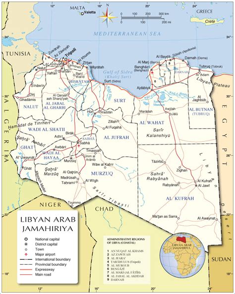 Map Of Libya Great Socialist Peoples Libyan Arab Jamahiriya Maps