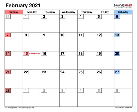 February 2021 Calendar Printable Kindergarten Print February 2021