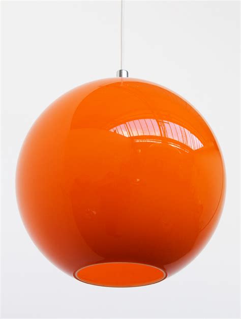 Orange Large Glass Lamp Shade Globe 30cm 1960 S Retro Ebay