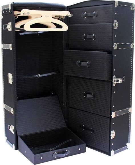 Prada Black Canvas Wardrobe Trunk With Palladium Hardware Made In 2005
