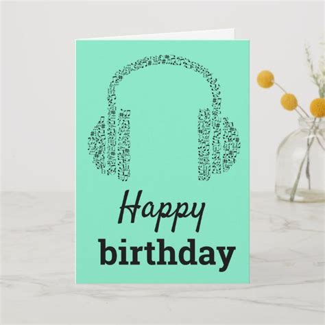Funky Headphones Dj Music Happy Birthday Card Zazzle Music Happy