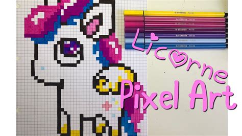 Comment dessiner un panda kawaii. PIXEL ART Pas à Pas LICORNE Kawaii - YouTube
