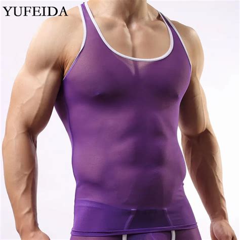 sexy mens underwear sleeveless t shirts casual tank tops slim fitness sports t shirts see