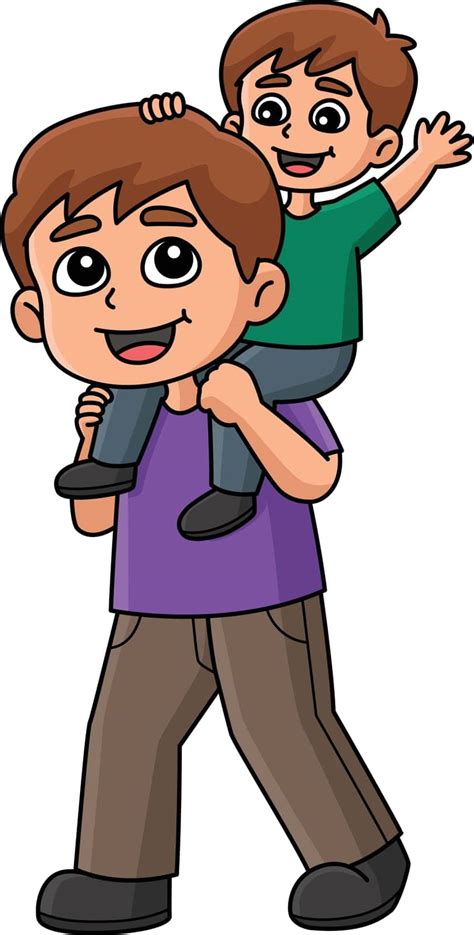 father carrying his son cartoon colored clipart stock image vectorgrove royalty free vector