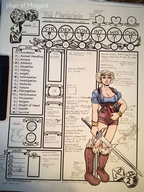 Play Testing One Of My Digital Custom Character Sheets With My Barbarian Tova Dungeons And