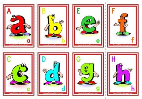Flashcards Of Lowercase Cartoon Letters A To Z Abcd Flashcards Efgh