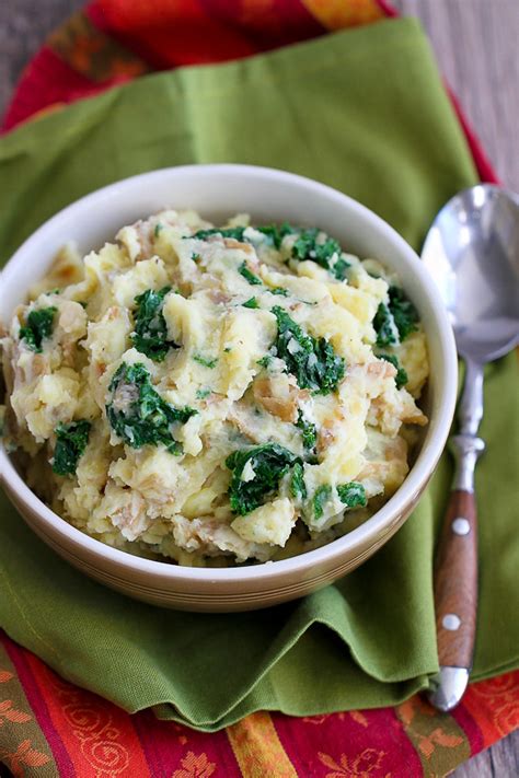 Light Mashed Potatoes With Kale And Goat Cheese Vegetarian Side Dish