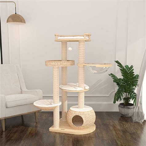 Cat Tree Tower Luxury Cat Climbing Frame Modern Cat Wood Etsy