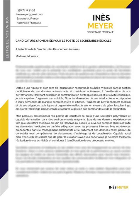 Lettre De Motivation Candidature Spontan E Secr Taire