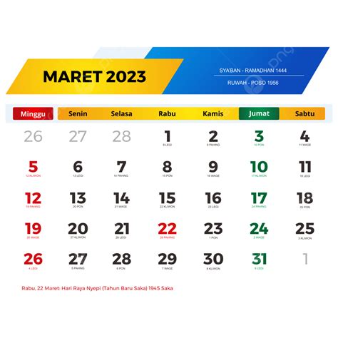 Kalender Maret 2023 Lengkap Dengan Tanggal Merah Cuti Bersama Jawa Dan
