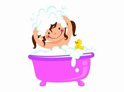Bath Bubble Bathing Clip Cartoon Taking Bathtub