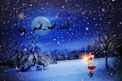 Christmas Eve Santa Over Moon Holiday Santa Claus Eve Happy