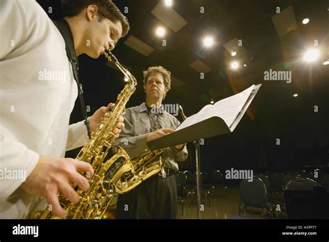 Two Saxophone Players Stock Photo Alamy