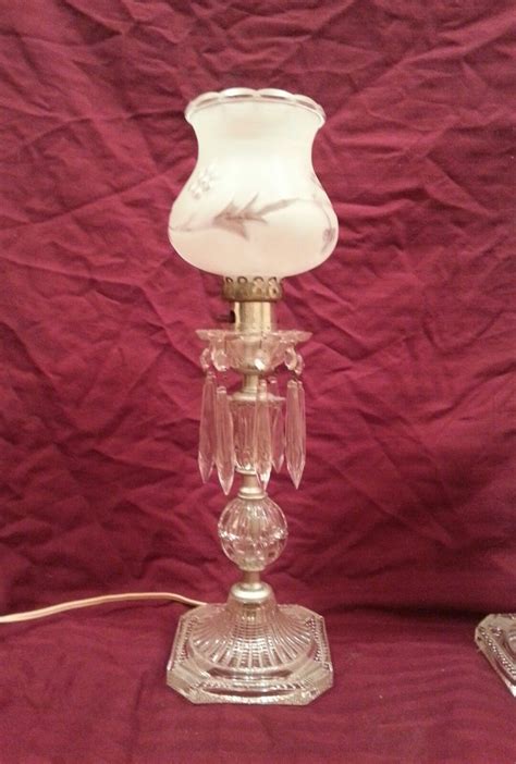 Pair Vintage Crystal Prism Table Boudoir Lamps Ebay Crystal Prisms Lamp Vintage Crystal