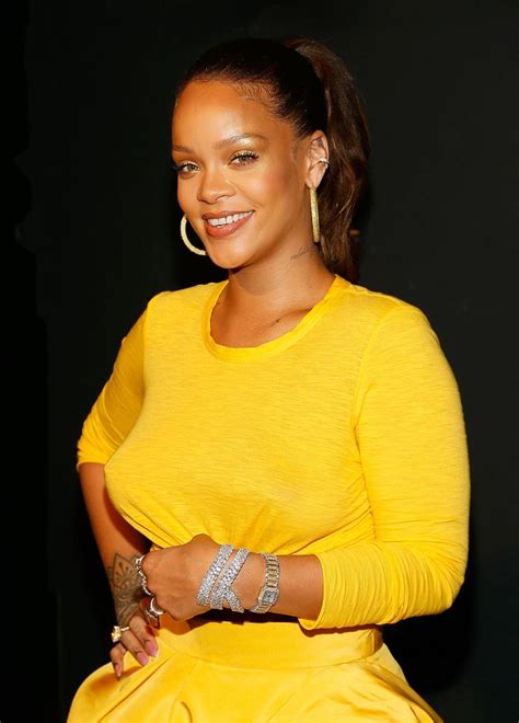 Rihanna Wore Yellow Oscar De La Renta At Her Fenty Beauty Launch