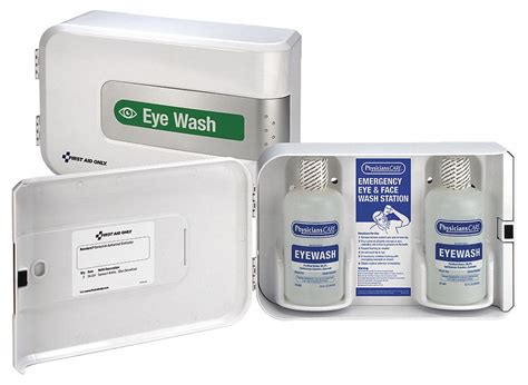 Our portable eye wash station is perfect for site work in isolated areas with no access to clean, potable water. FIRST AID ONLY Eye Wash Station, 32 oz Bottle Size, 2 yr Shelf Life, 5 1/4 in Height, 9 3/4 in ...
