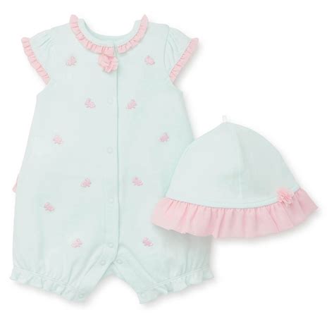 Little Me Baby Girl Bunny Romper With Matching Hat Set