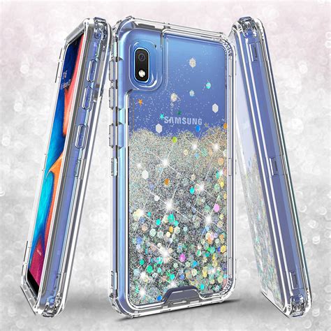Samsung Galaxy A10e Casehard Clear Glitter Sparkle Flowing Liquid Hea