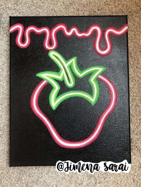 Neon Sign Strawberry Painting 1000 In 2021 Art Inspiration Painting