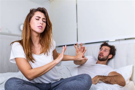 Couple With Problems Having Disagreement In Bed Frustrated Couple