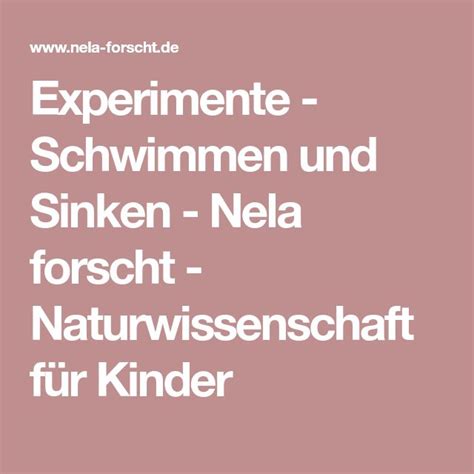 Experimente Schwimmen Und Sinken Nela Forscht Naturwissenschaft